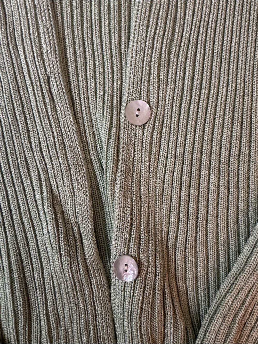 Vince Sage Green Ribbed Button-Front Cardigan - Picture 2 of 6